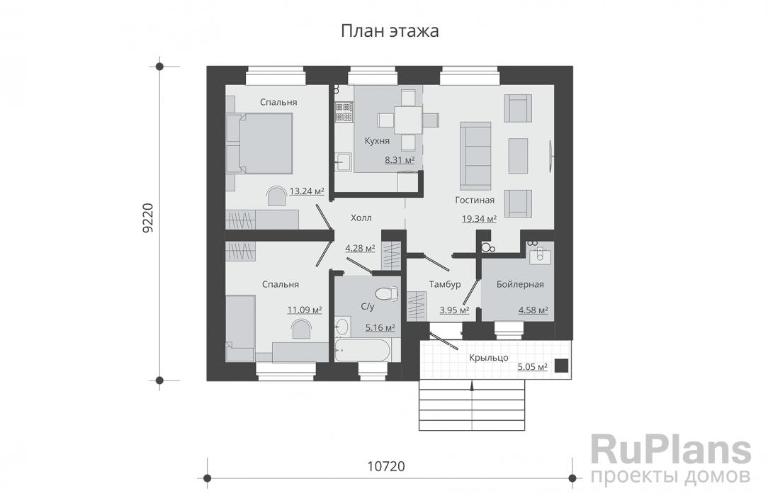 Проекты одноэтажных домов из газобетона 10х10 одноэтажный